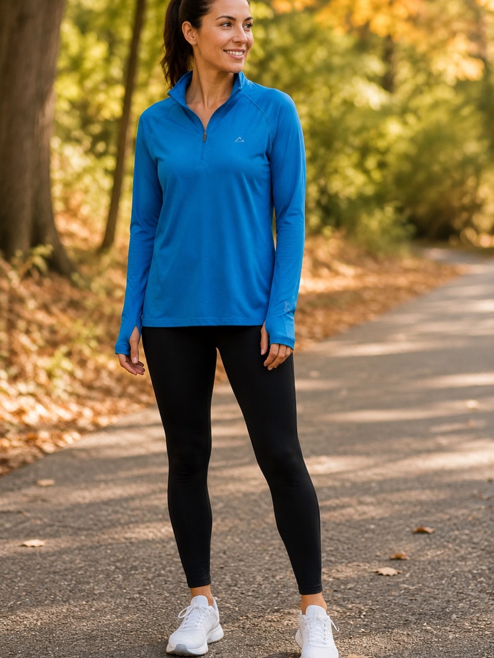 Women’s Blue Half-Zip Performance Merino Wool Shirt